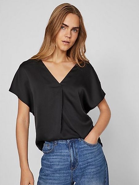 Vila Blusenshirt Satin Blusen Glänzendes Kurzarm Oberteil VIELLETTE V-NECK günstig online kaufen
