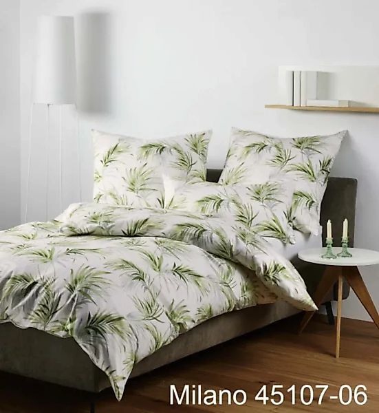 Janine Janine Mako-Satin Bettwäsche MILANO 45107 grün Größe:  155x220 cm + günstig online kaufen