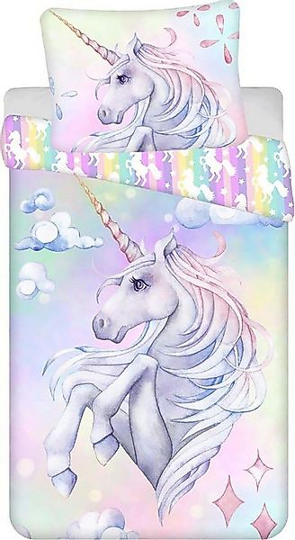 Jerry Fabrics Kinderbettwäsche Einhorn Kinderbettwäsche Pastellregenbogen 1 günstig online kaufen