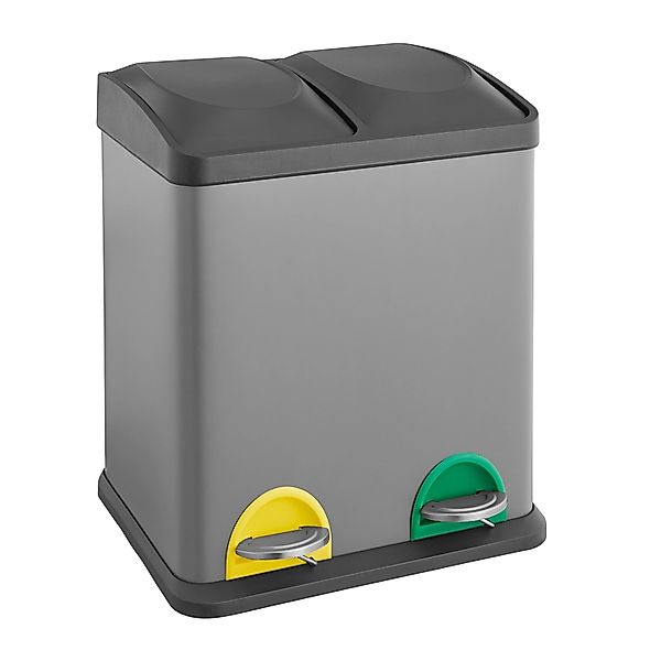 Svita TC2X15 Mülleimer 30L 2x15 Treteimer Papierkorb Mülltrennung Stahl Gra günstig online kaufen