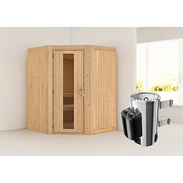 Karibu Sauna mit Ofen integrierte Stg.Natur günstig online kaufen