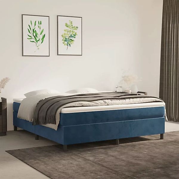 Vidaxl Boxspringbett Dunkelblau 160x200 Cm Samt günstig online kaufen