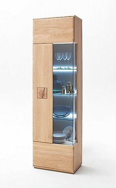 expendio Vitrine Bonn 3 links Eiche Bianco teilmassiv 60x208x38 cm vormonti günstig online kaufen