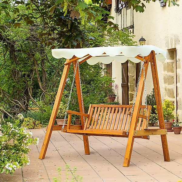 Outsunny Hollywoodschaukel Gartenschaukel 2-Sitzer Schaukelbank aus Lärche, günstig online kaufen