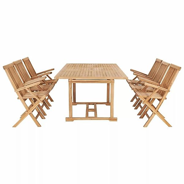 vidaXL 7-tlg Garten-Essgruppe 150-200 x 100 x 75 cm Massivholz Teak Modell günstig online kaufen