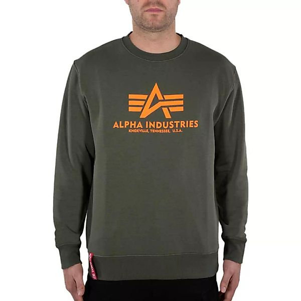 Alpha Industries Basic Neon Print Sweatshirt XS Dark Olive / Neon Orange günstig online kaufen
