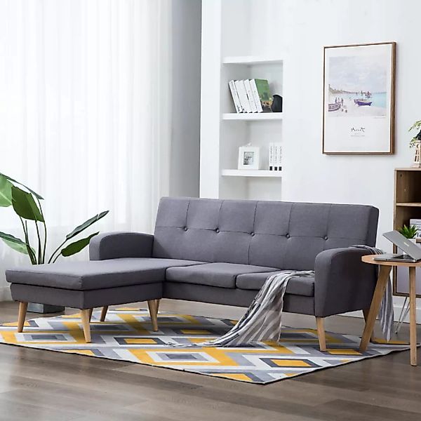 Sofa In L-form Stoffbezug 186 X 136 X 79 Cm Hellgrau günstig online kaufen