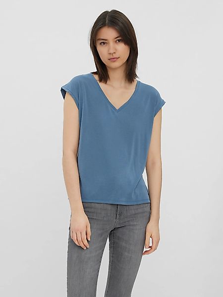 Vero Moda V-Shirt "VMFILLI SS V-NECK TEE GA NOOS" Materialmix, relaxed fit günstig online kaufen