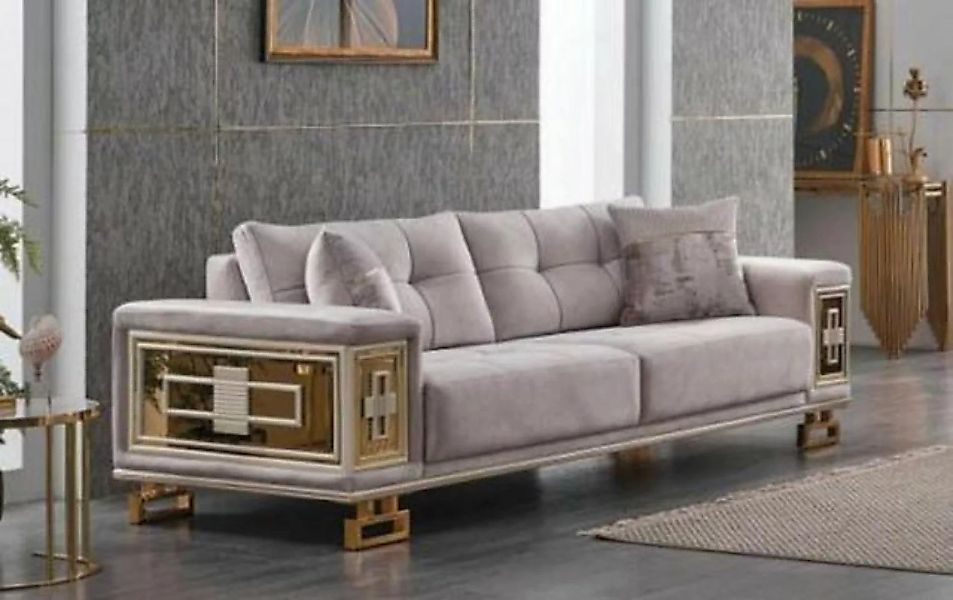 JVmoebel 3-Sitzer Hellgrauer Dreisitzer Wohnzimmer Sofa Textil Polstermöbel günstig online kaufen