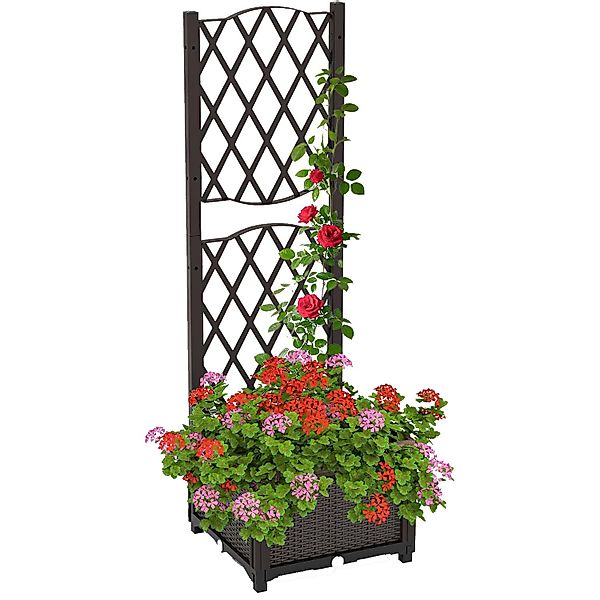 KOMFOTTEU Blumenkasten, Hochbeet mit Rankgitter für günstig online kaufen