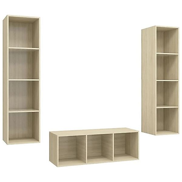 furnicato TV-Schrank 3-tlg. TV-Schrank-Set Sonoma-Eiche Holzwerkstoff (1-St günstig online kaufen