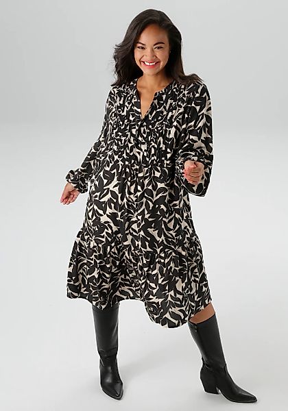 Aniston PLUS Tunikakleid mit graphischem Blätterdruck günstig online kaufen