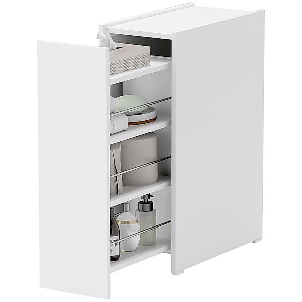 HOMCOM Badezimmerschrank 3 Etagen mit Schienen, Badezimmerschrank aus Holz, günstig online kaufen