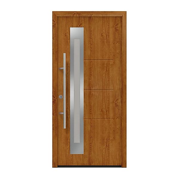 EcoStar Haustür Isopro Secur IPS 780S Golden Oak 110 cm x 210 cm DIN L günstig online kaufen