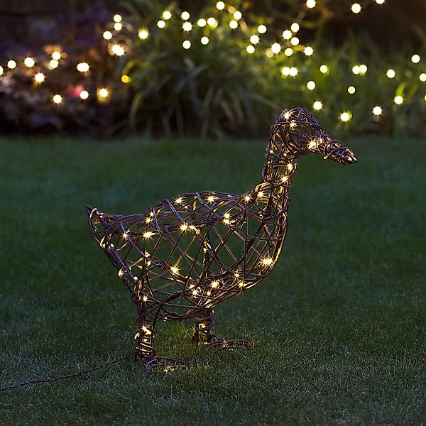 Solar LED Figur Ente aus Rattan günstig online kaufen