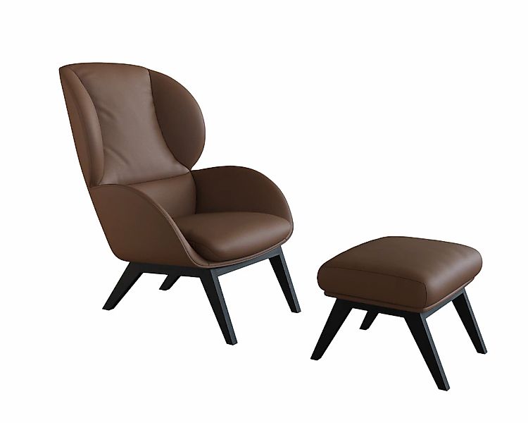 FLEXLUX Polsterhocker »Adria«, Fuß schwarz, Fußhocker für Ohrensessel günstig online kaufen