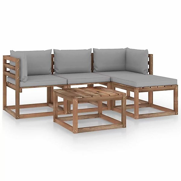 5-tlg. Garten-lounge-set Mit Grauen Kissen günstig online kaufen