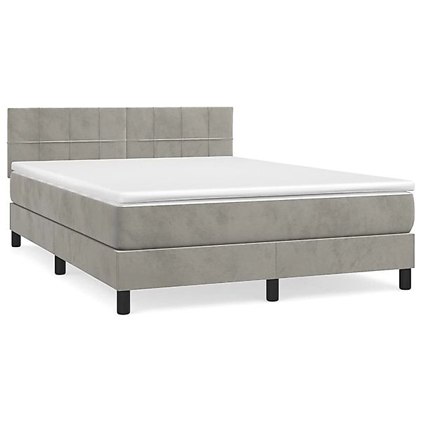 vidaXL Boxspringbett mit Matratze Hellgrau 140x200 cm Samt1389952 günstig online kaufen