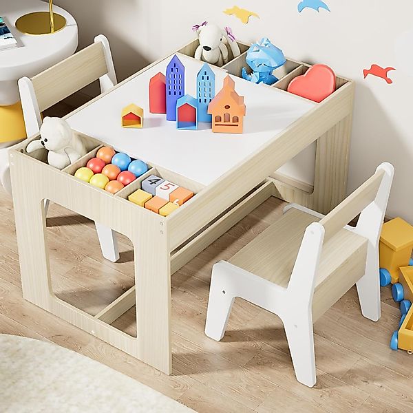 TLGREEN Kindertisch mit 2 Stühlen, Kindersitzgruppe günstig online kaufen