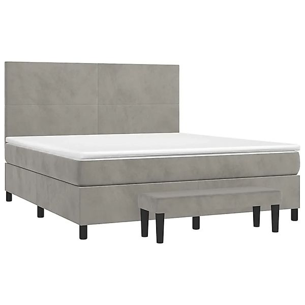 vidaXL Boxspringbett mit Matratze Hellgrau 160x200 cm Samt 3137731 günstig online kaufen
