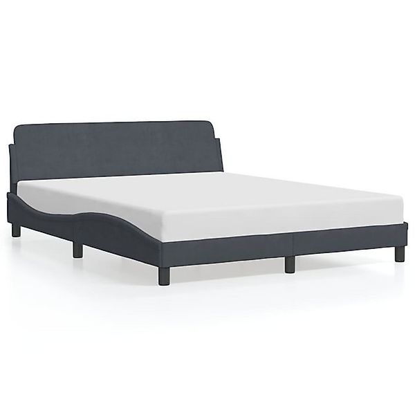vidaXL Bettgestell, Bettrahmen mit Kopfteil Dunkelgrau 160x200 cm Samt günstig online kaufen