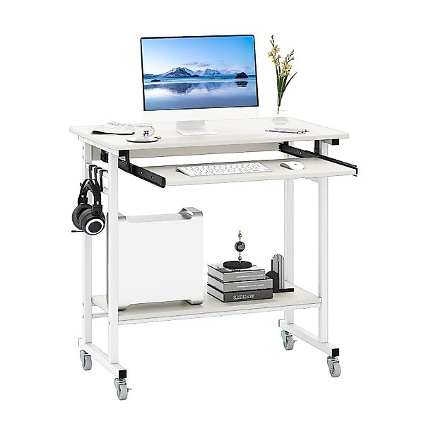 COSTWAY Computertisch, mit Rollen & Tastaturablage, günstig online kaufen