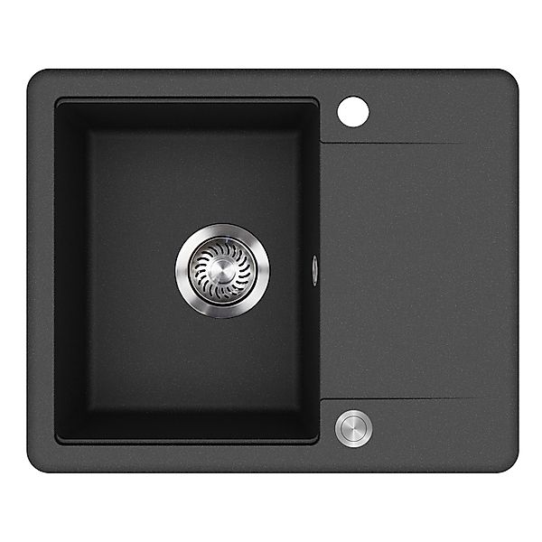 Helika Einbauspüle Esta 56 cm x 46 cm Schwarz inkl. Druckknopfventil günstig online kaufen