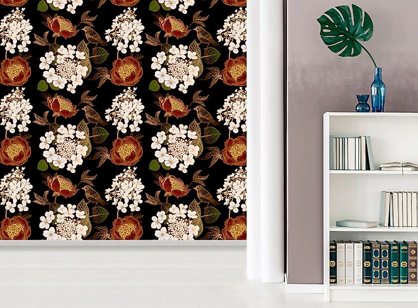 queence Vinyltapete »Fritzi«, bedruckt-Motiv-botanisch-floral-gemustert-nat günstig online kaufen