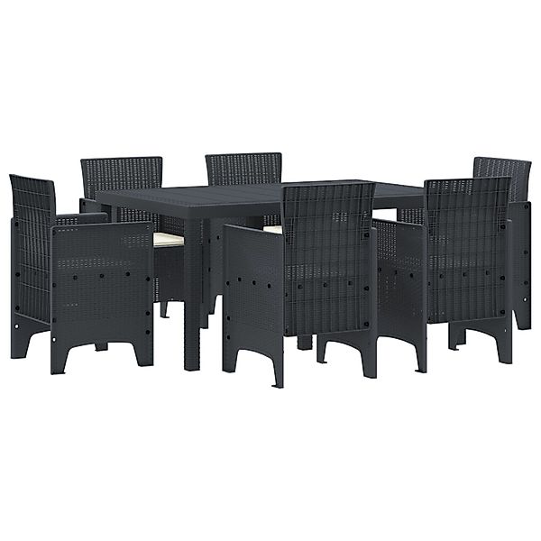 vidaXL 7-Teiliges Garten Esstisch Set mit Kissen Anthrazit Poly-Rattan 3378 günstig online kaufen