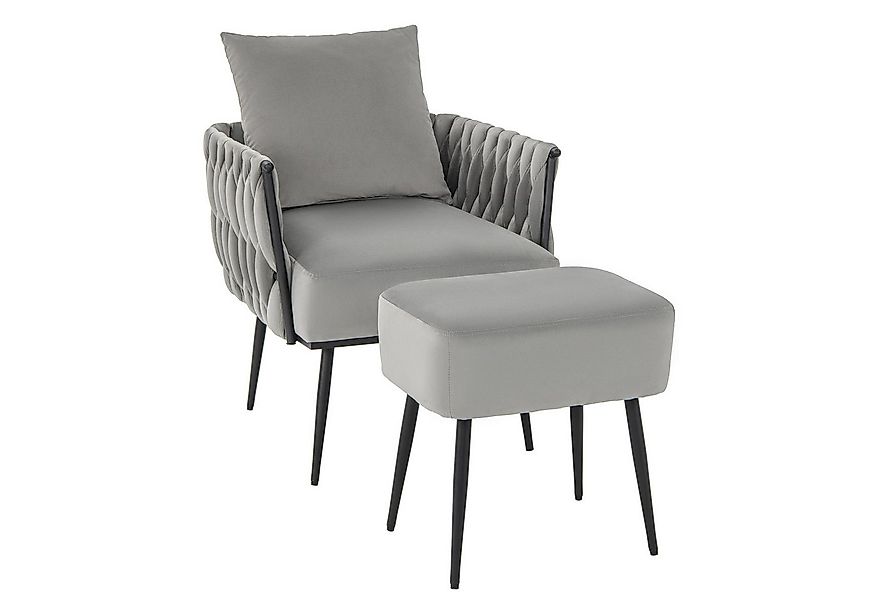 COSTWAY Ohrensessel, mit Hocker, Lehnen, Kissen & Metallbeinen, gepolstert günstig online kaufen