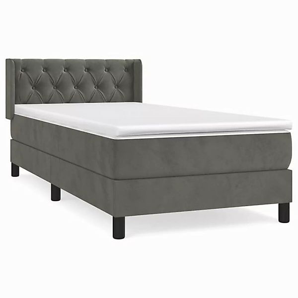 furnicato Bett Boxspringbett mit Matratze Dunkelgrau 80x200 cm Samt (1-tlg) günstig online kaufen