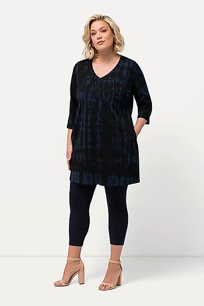 Ulla Popken Longshirt Longshirt Batikdruck A-Linie V-Ausschnitt 3/4-Arm günstig online kaufen