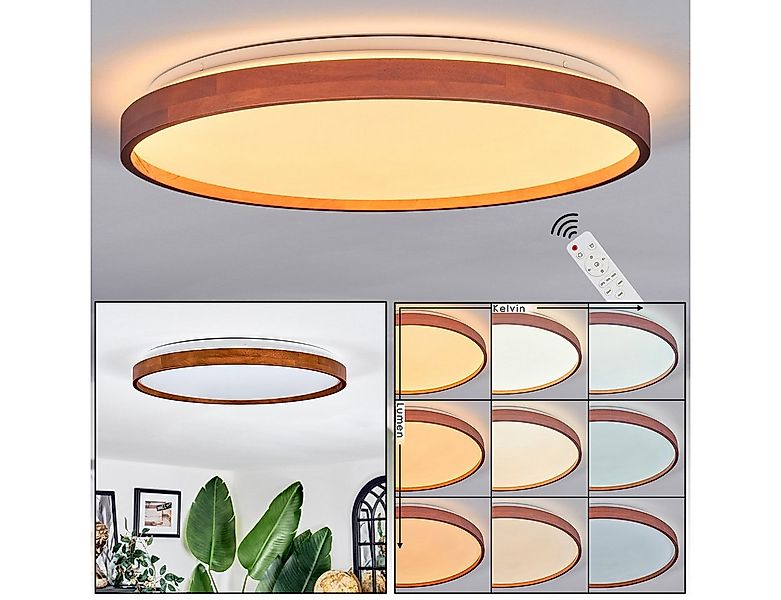 hofstein Deckenleuchte Deckenlampe aus Metall/Holz/Kunststoff in Natur/Brau günstig online kaufen