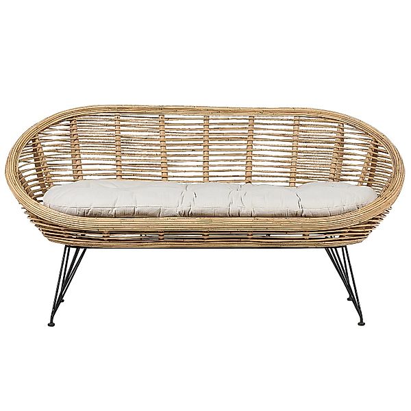 Beliani Gartensofa Naturfarben Schwarz Beige 64x165x87 günstig online kaufen