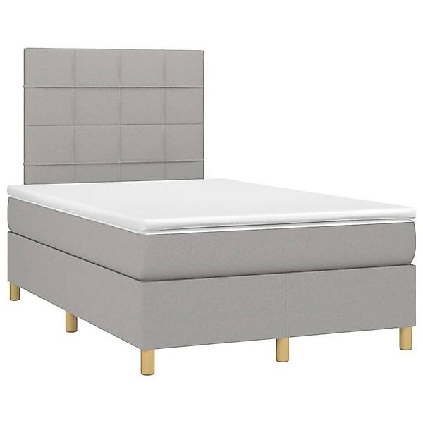 vidaXL Boxspringbett, Boxbett mit Matratze Hellgrau 120x190 cm Stoff günstig online kaufen