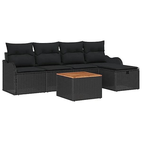 vidaXL Garten-Sofa-Set mit Kissen 6-Tlg Schwarz Poly Rattan 3360810 günstig online kaufen