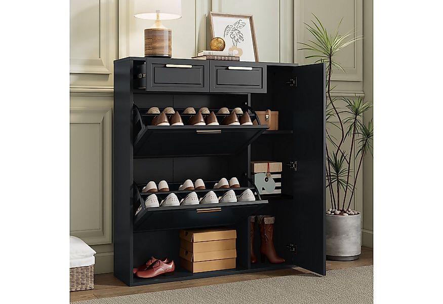 OKWISH Schuhschrank mit goldenen Griffen (Schuhregal, Schuhkommode, Klappsc günstig online kaufen