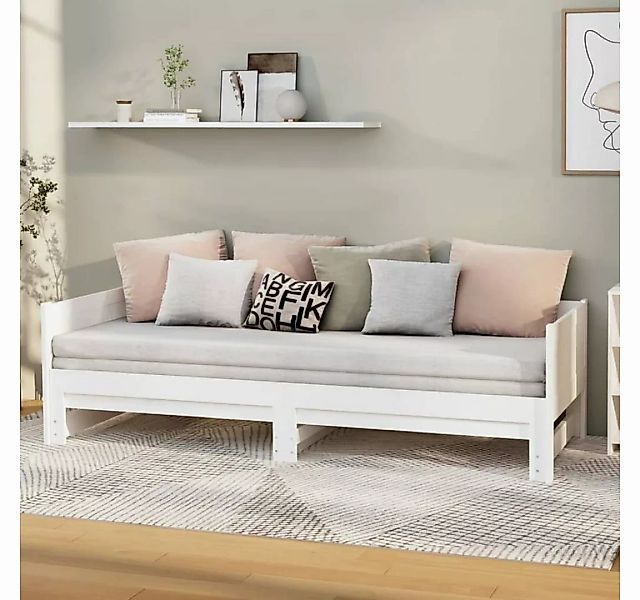 furnicato Bett Ausziehbares Tagesbett Weiß Massivholz Kiefer 2x(80x200) cm günstig online kaufen