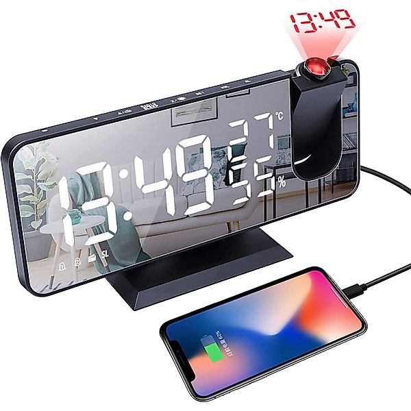 ZEUOPQ Projektionswecker Projektionswecker,Doppelalarm,LED-Display,Auto dim günstig online kaufen