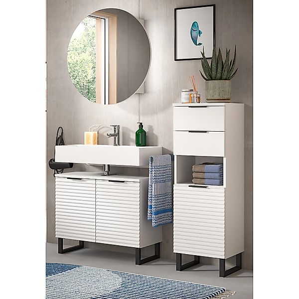 Inn.Furn Badmöbel-Set 3-teilig Weiß 120 cm mit Soft-Close Roove günstig online kaufen