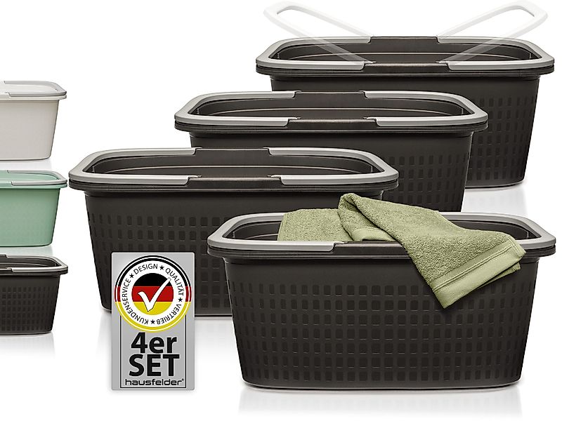 Hausfelder Wäschekorb Wäschewanne 58x37x25cm (Anthrazit-Schwarz, 6 günstig online kaufen