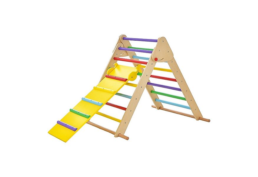 COSTWAY Klettergerüst 3 in 1 Kletterdreieck, mit Rutsche, aus Holz günstig online kaufen