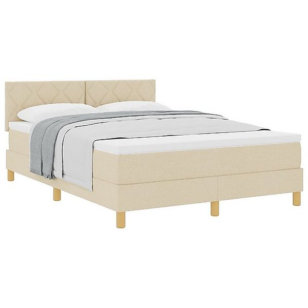 vidaXL Bett Boxspringbett mit Matratze Creme 160x200 cm Stoff (1-tlg) günstig online kaufen