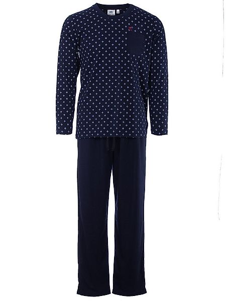 Henry Terre Pyjama Pyjama Set Langarm - Carlo mit Raute & unifarbener Hose günstig online kaufen