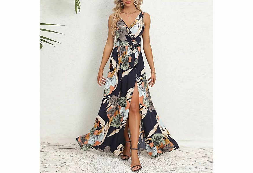 KIKI Strandkleid Sommerliches Strapskleid mit V-Ausschnitt und Strandkleid günstig online kaufen
