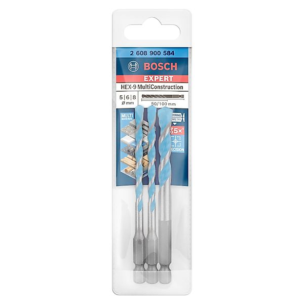 Bosch Expert Bohrer-Set Hex-9 Multi Construction 3-teilig günstig online kaufen