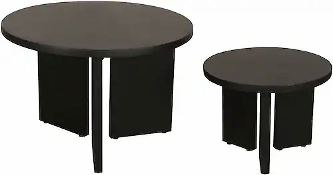 byLIVING Couchtisch »Round«, (Set), aus 2,5cm starkem Massivholz schwarz, e günstig online kaufen