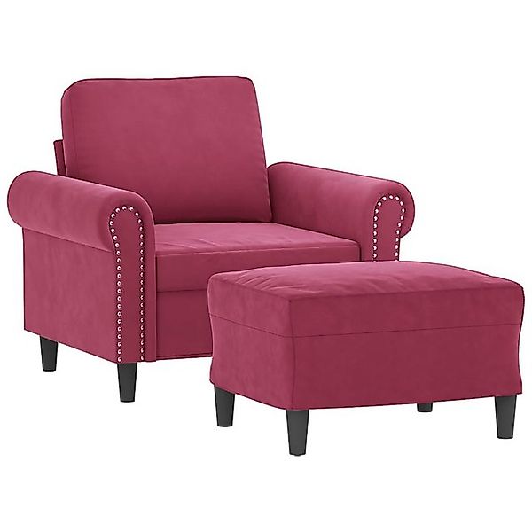 vidaXL Sofa Sessel mit Hocker Weinrot 60 cm Samt günstig online kaufen