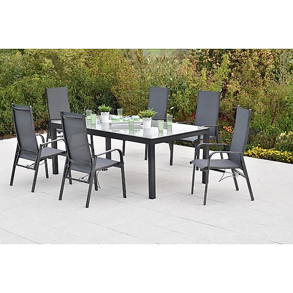 Merxx Alassio Set 7-tlg. 6 Sessel Semi Gartentisch Ausziehbar 180 (250) x 1 günstig online kaufen
