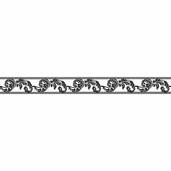 Bricoflor Selbstklebende Tapetenbordüre in Schwarz und Weiß Ornament  Tapet günstig online kaufen